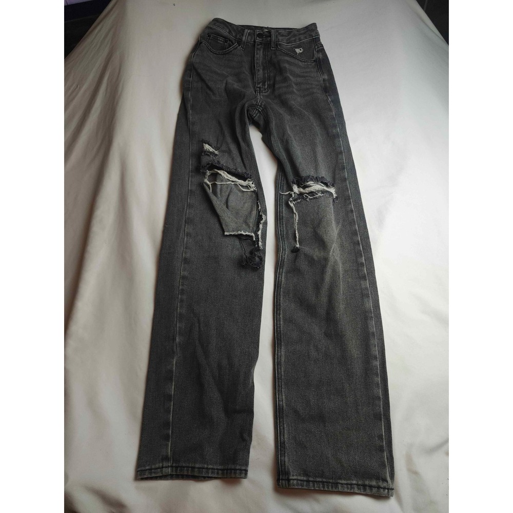 PacSun 90s Boyfriend Jeans‎ Washed Black Distressed High Rise Womens Size 23